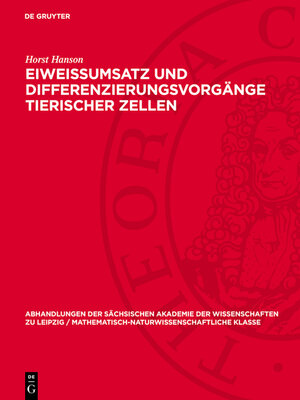 cover image of Eiweissumsatz und Differenzierungsvorgänge tierischer Zellen